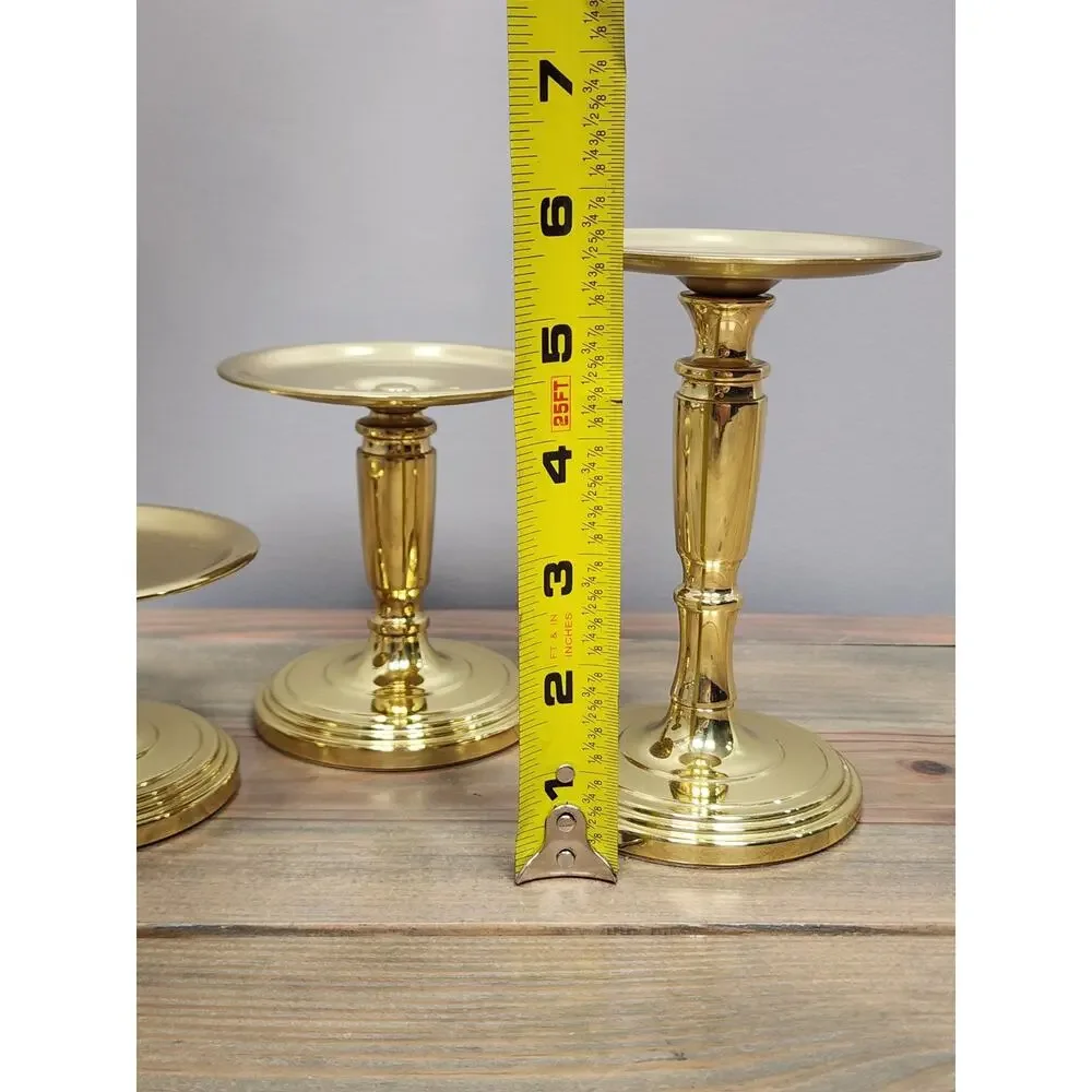 Set of 3 Baldwin Solid Brass Candle Holder Set 3 Inch 4.5 Inch And 6 Inch